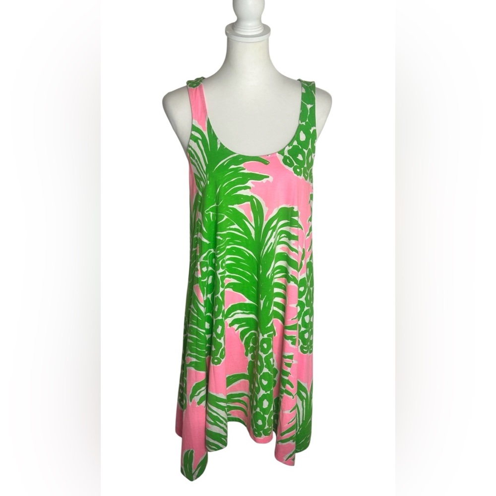 Lilly Pulitzer EUC Monterey Flamenco Tank Dress Racerback Sz M pink green Beach